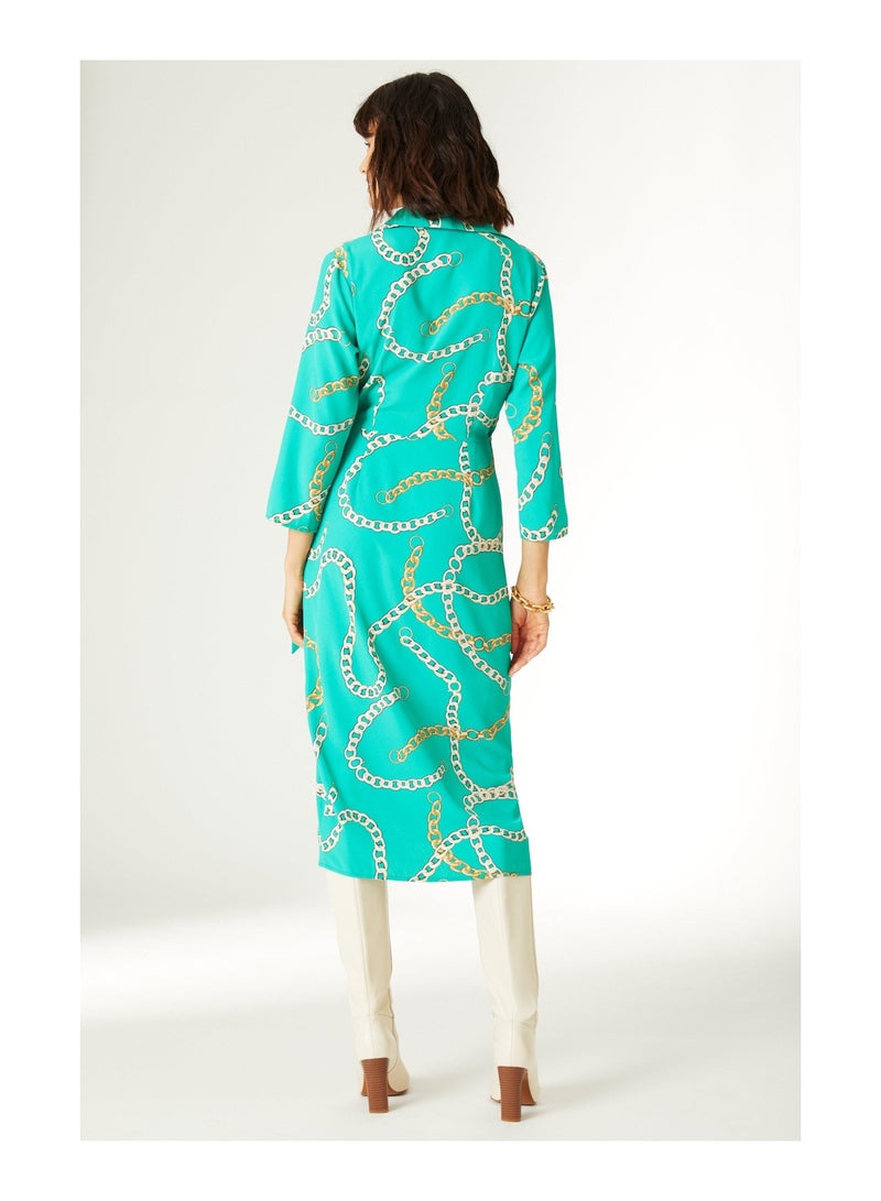 Printed Wrap Shirt Dress