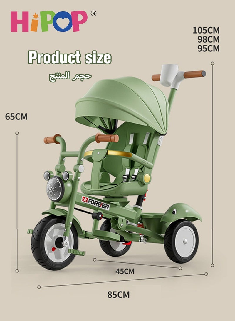 Children's Tricycle with Swivel Seat Design,Kids Ride on Toys Include Push Handle,Guardrail and Pedals,High Quality Kids Riding Car,Multipurpose Children Pedal Tricycle as Kids Gift