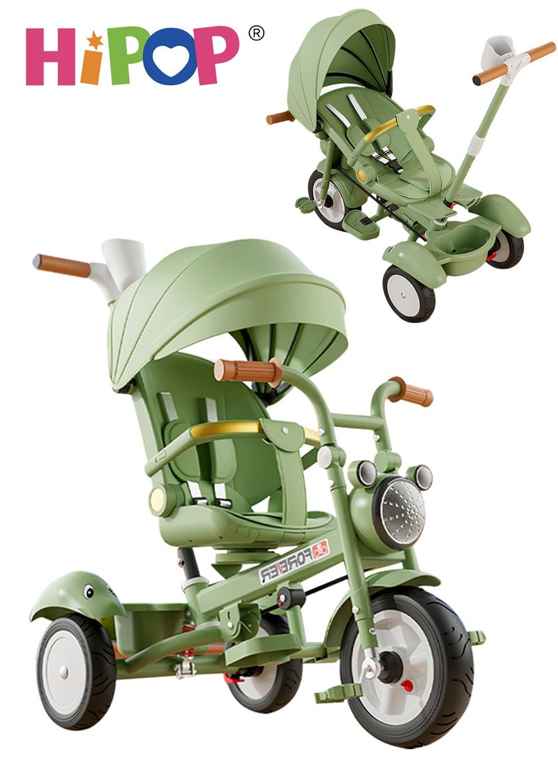 Children's Tricycle with Swivel Seat Design,Kids Ride on Toys Include Push Handle,Guardrail and Pedals,High Quality Kids Riding Car,Multipurpose Children Pedal Tricycle as Kids Gift