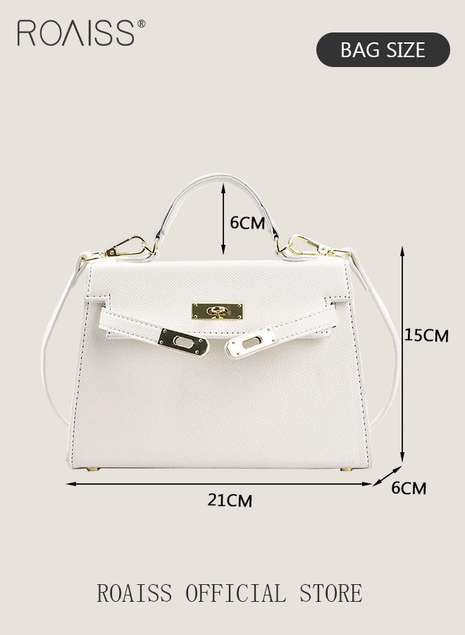 Retro Handle Satchel with Detachable Strap for Women Casual Shoulder Kelly Bag Ladies Crossbody Bags with Lock Closure
