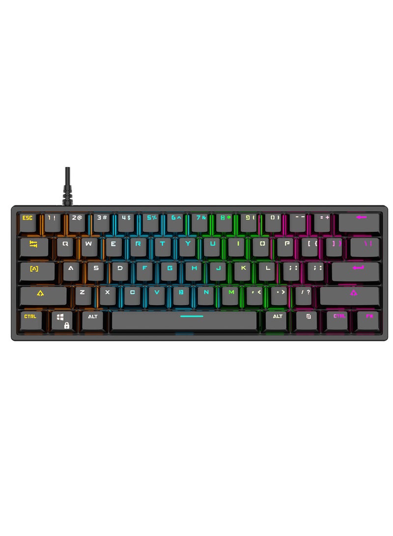 RGB Mechanical Gaming Keyboard，61 Keys USB Ergonomic Keyboard with 9 Colors RGB Adjustable Backlights Compatible with All PC, Computer, Laptop， Gaming Grade Anti Ghosting