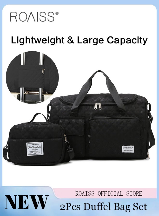 Large Capacity Duffle Bag and a Small Zipper Pouch Bag Combination Set Unisex Multi Functional Waterproof Shoulder Crossbody Bags Sets for Travel Business Trip or Gym Suitable for both Women and Men