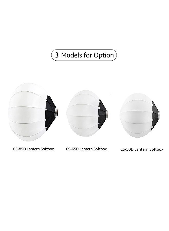 CS-65D 65cm Diameter Collapsible Lantern Softbox Photography Soft Box with Bowens Mount Quick-Install for Video Recording Live Streaming Film Making