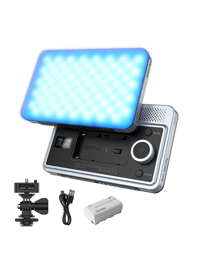 Sprite 15C RGB Fill Light Photography LED Video Light On-camera Light Panel 15W 2800K-6800K Dimmable 26 FX Lighting Effects APP Remote Control with Battery Cold Shoe Adapter