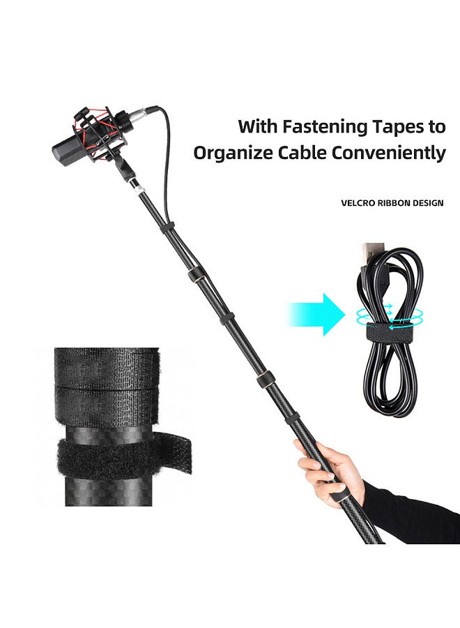 222cm/87.4in Portable Tripod Stand Video Light Stand Carbon Fiber 5-section Adjustable 3kg/6.6lbs Load Capacity with Detachable Center Column 1/4in & 3/8in Screw