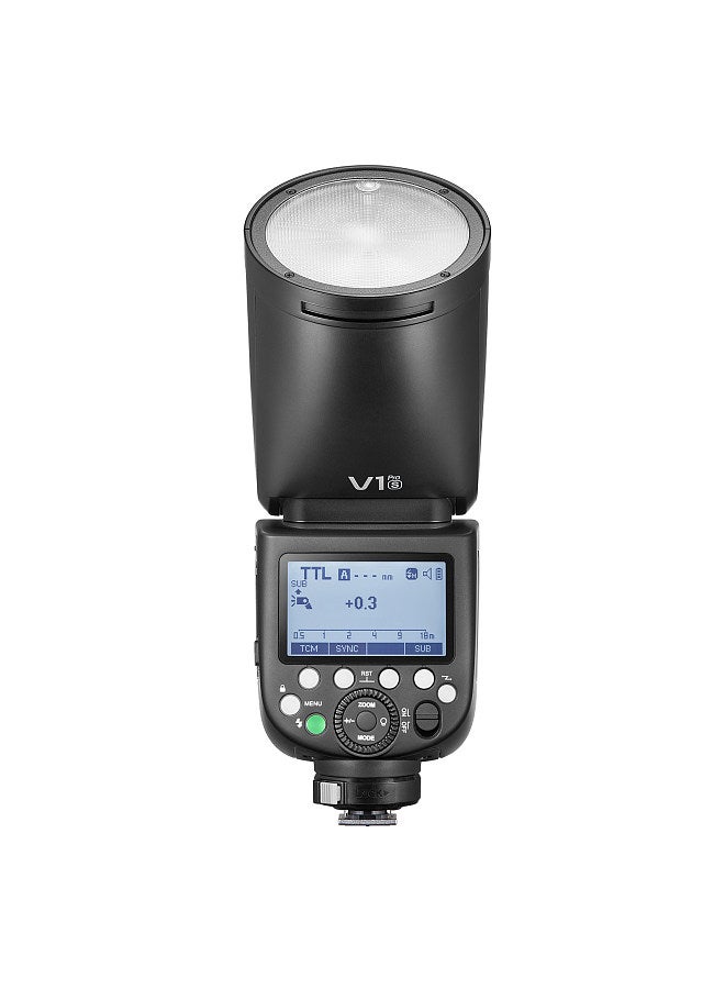 V1 PRO S 2.4G Wireless Camera Flash 1/8000s HSS 1.3s Recycle Time with M/TTL Flash Mode 10 Levels Adjustable Brightness Support Type-c Powered with Power Supply Port & Detachable Sub Flash Speedlite