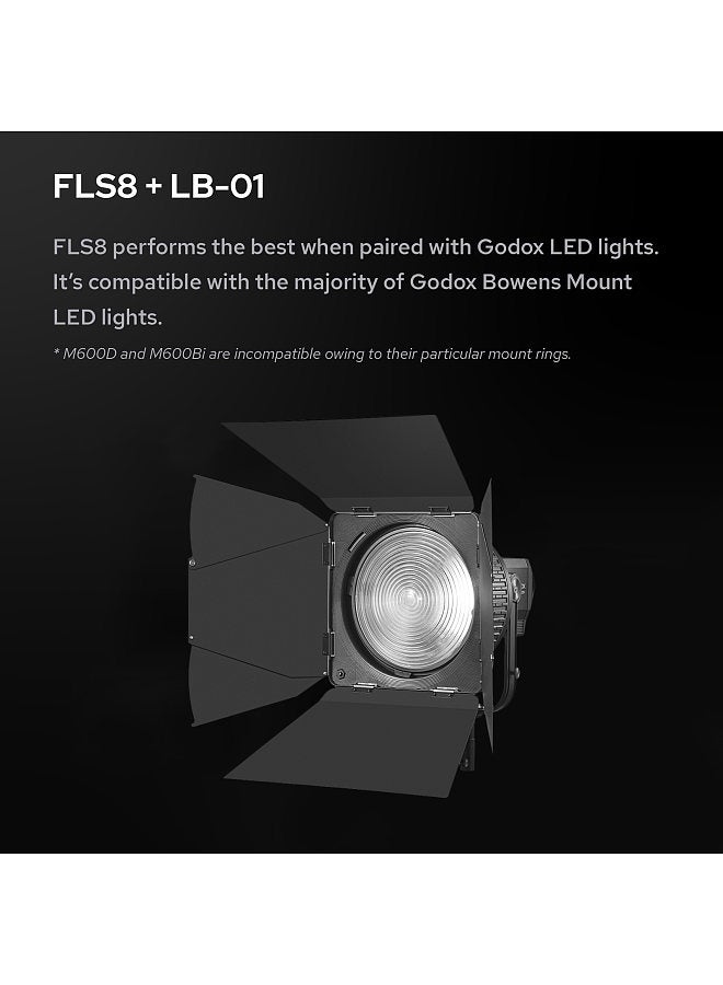 FLS8 8 Inch Fresnle Lens Professional Photography Accessory with Bowens Mount Carrying Bag for Video Lights