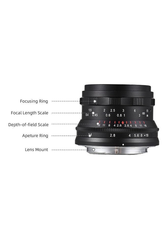 35mm Fixed Focus Camera Lens Full Frame Camera Prime Lens F1.4 Large Aperture Manual Focus with E Mount Compatible with Sony A7/A7II/A7R/A7RII/A7S/A7SII/A6500/A6300 E-Mount Mirrorless Cameras