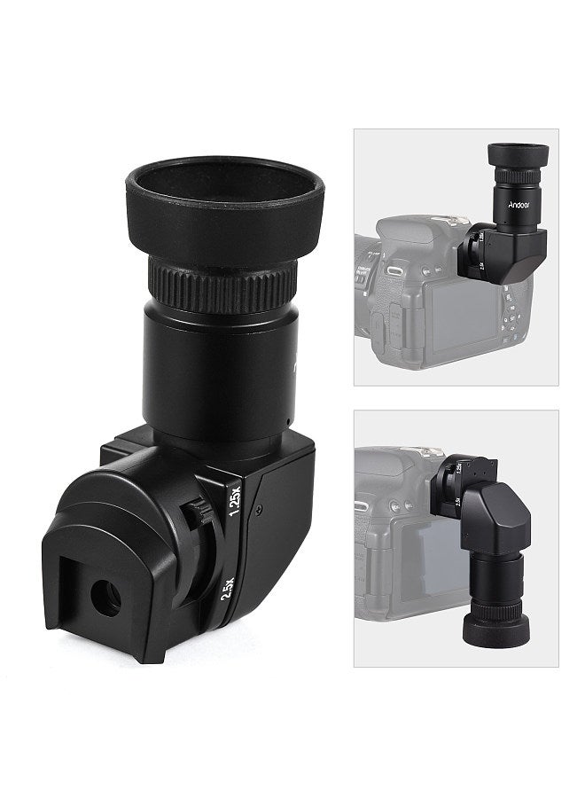 Camera Viewfinder 1.25X/ 2.5X Magnification Right Angle Viewfinder with 10 Mounting Adapters Replacement for Canon Nikon Pentax Olympus Leica Fujifilm DSLR Camera