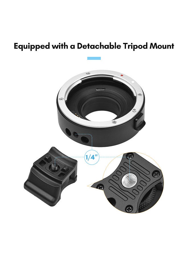 EF-FX II Lens Mount Adapter Ring Auto Focus Anti-Shake Aluminum Alloy with Tripod Mount Replacement