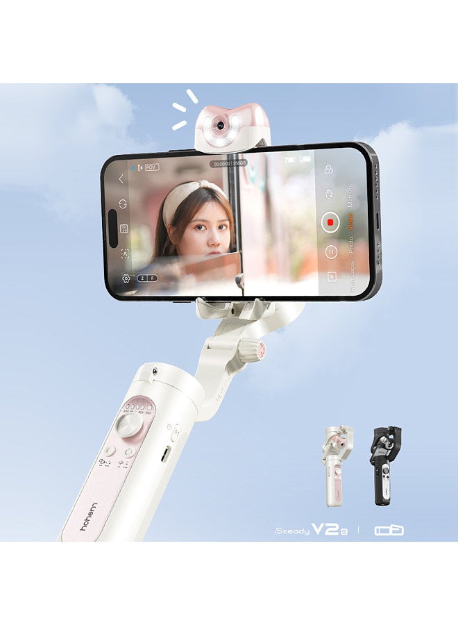 iSteady V2S Portable 3-Axis Smartphone Gimbal Stabilizer AI Smart Tracking Phone Vlog Gimbal Anti-shake Gesture Control Built-in LED Fill Light Battery 280g Max. Payload with Mini Tripod Replacement