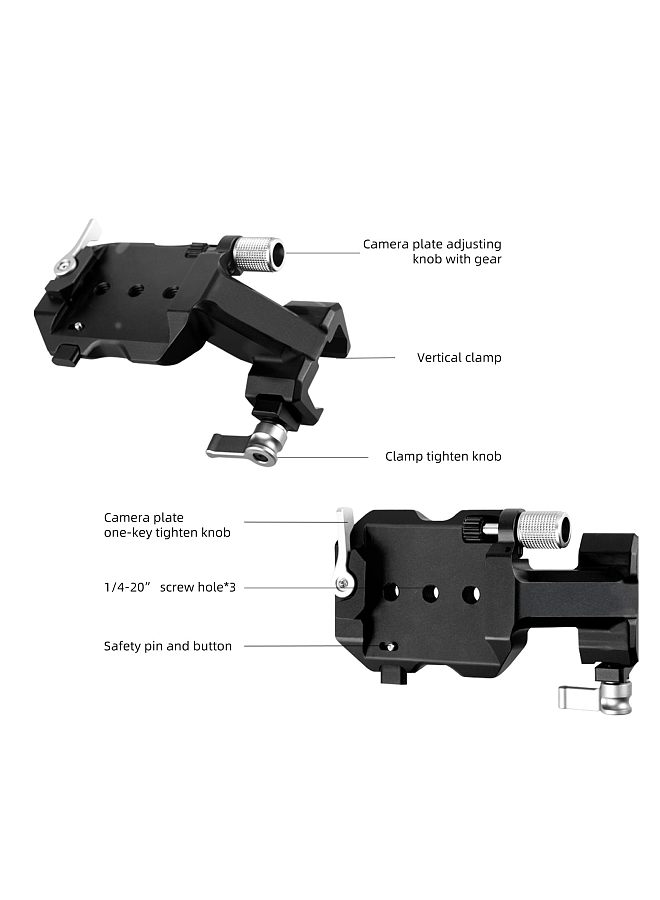 DF-8169S Vertical Camera Mount Aluminum Alloy Camera Mounts & Clamps with 1/4in Screw Holes Compatible with DJI RS2/ RS3/ RS3PRO Gimbal
