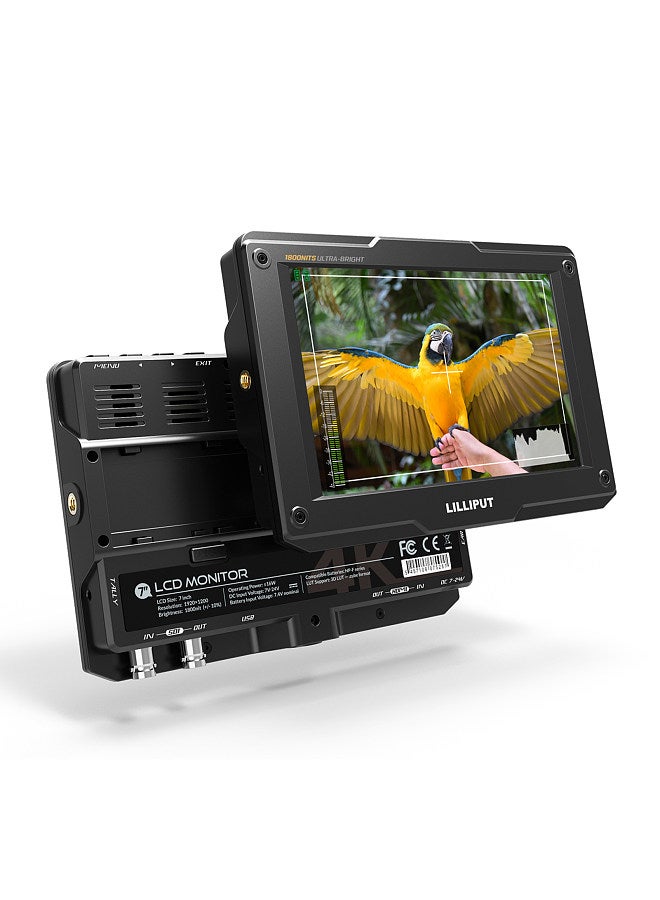 LILLIPUT H7S 7 Inch 4K Ultra Brightness On-Camera Monitor with Full HD Resolution 1800nit Sunlight Viewable 4K-HDMI & 3G-SDI Input Output