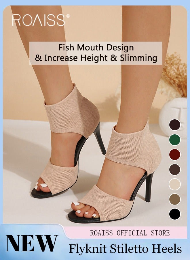 Minimalist Stiletto Heeled Shoes for Women Ankle Strap Sandals Ladies Elegant Peep Toe High Heels Heighting and Slimmming Woven Shoe