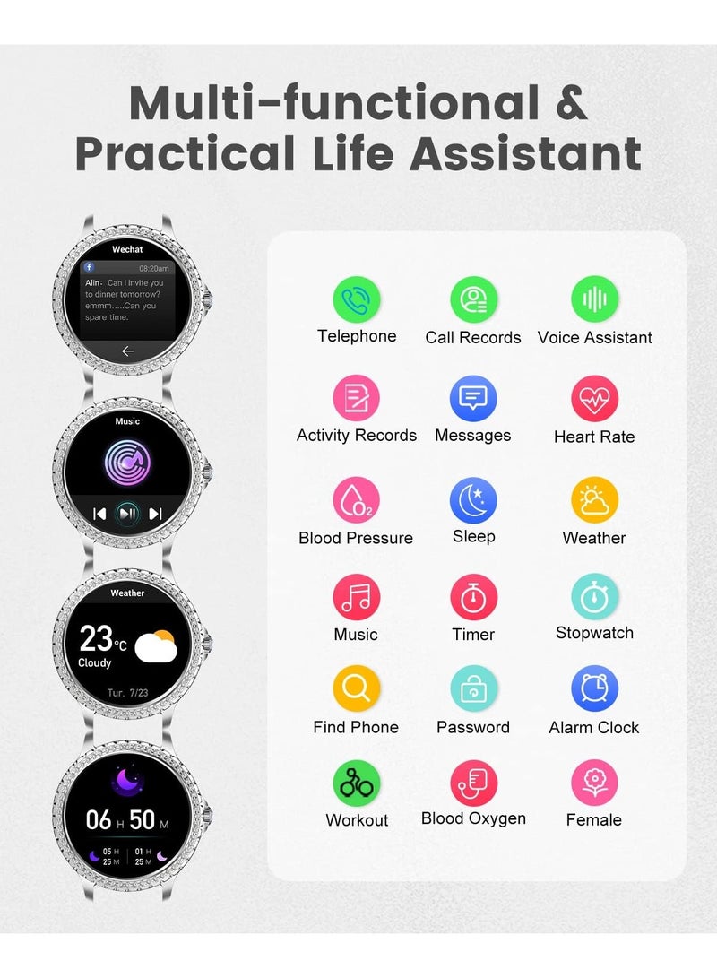 Smart Watch for Women(Answer/Make Call), 200+Watch Faces Fitness Tracker Waterproof Smartwatch for Android iPhone Compatible,Smartwatch Blood Pressure Heart Rate Sleep Monitor