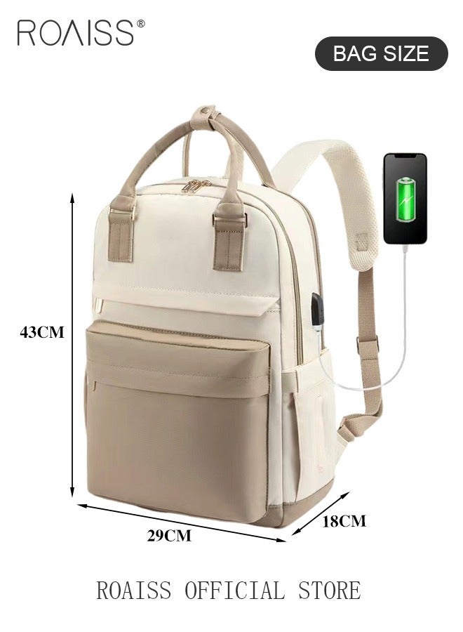 Unisex Multifunctional Backpack with Comfortable Back Padding Large Capacity Multiple Compartments Scientific Partitioning Ideal for Short Trips with Trolley Case Fixing Strap and USB Charging