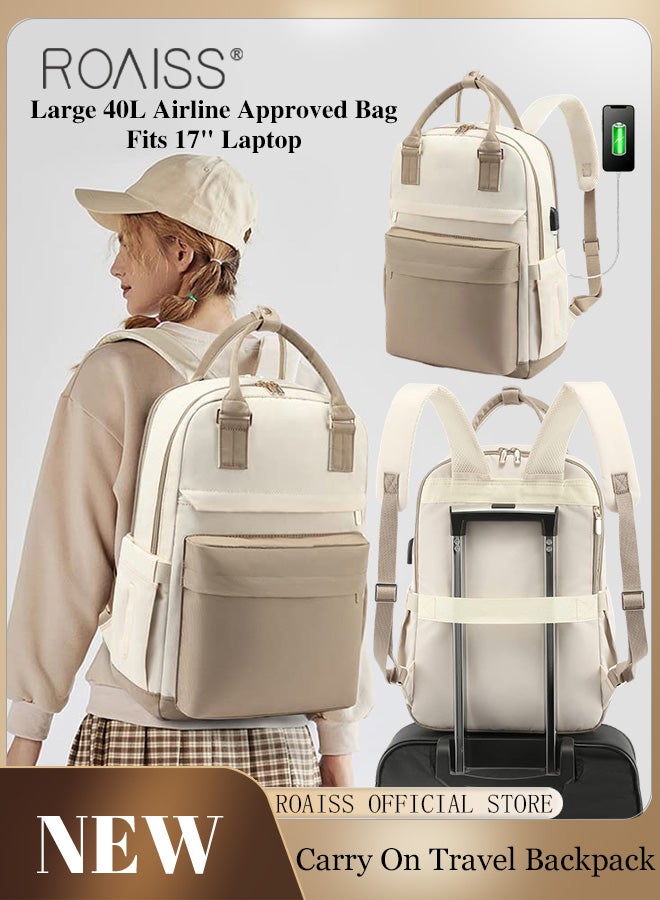 Unisex Multifunctional Backpack with Comfortable Back Padding Large Capacity Multiple Compartments Scientific Partitioning Ideal for Short Trips with Trolley Case Fixing Strap and USB Charging