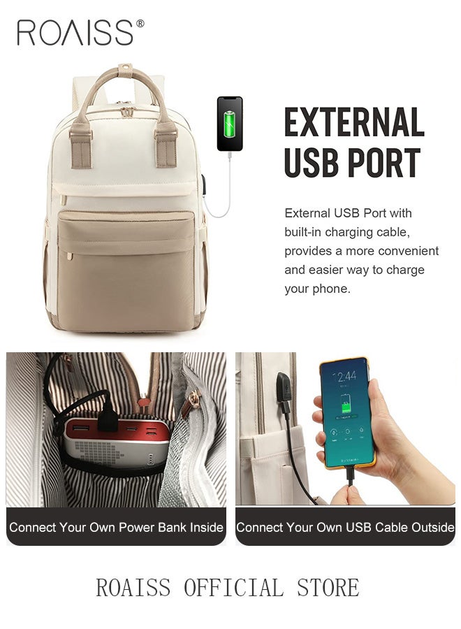 Unisex Multifunctional Backpack with Comfortable Back Padding Large Capacity Multiple Compartments Scientific Partitioning Ideal for Short Trips with Trolley Case Fixing Strap and USB Charging