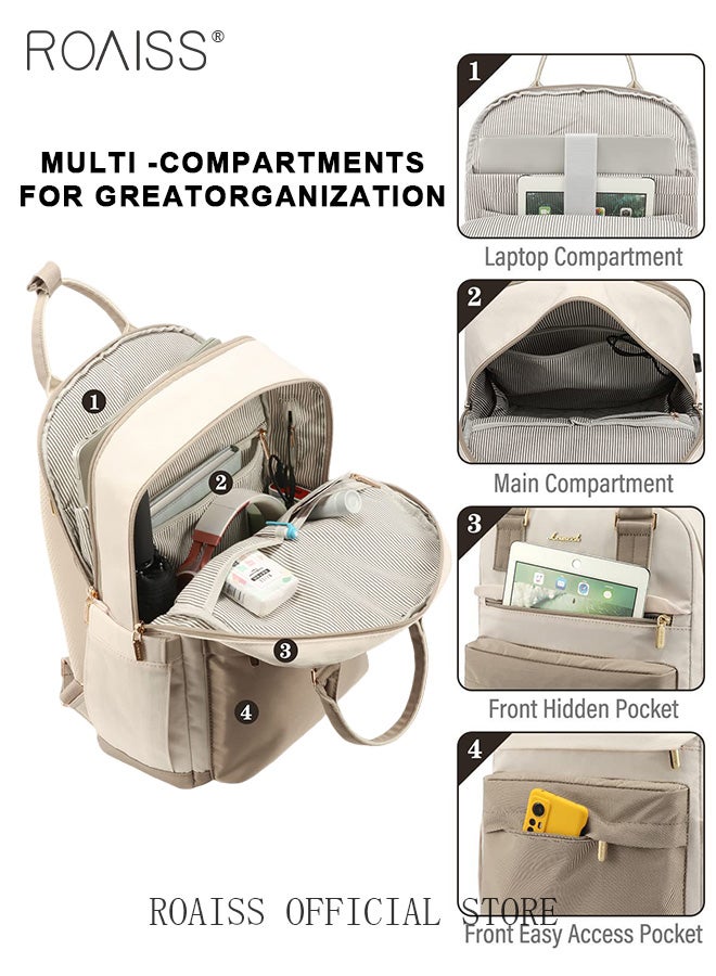 Unisex Multifunctional Backpack with Comfortable Back Padding Large Capacity Multiple Compartments Scientific Partitioning Ideal for Short Trips with Trolley Case Fixing Strap and USB Charging