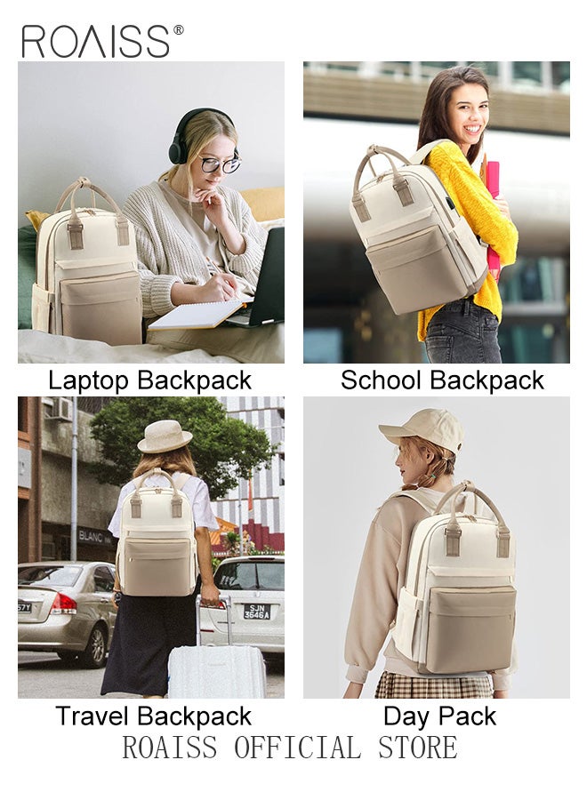Unisex Multifunctional Backpack with Comfortable Back Padding Large Capacity Multiple Compartments Scientific Partitioning Ideal for Short Trips with Trolley Case Fixing Strap and USB Charging