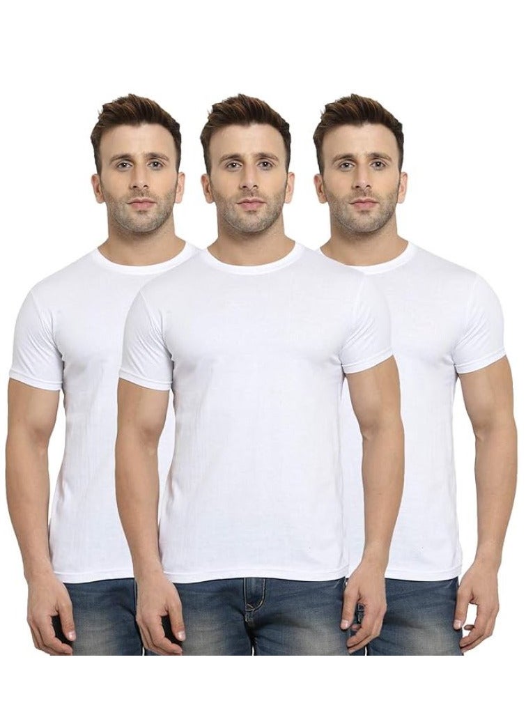 Pack of 3 Men's Regular Fit T-Shirt Size White Large Size