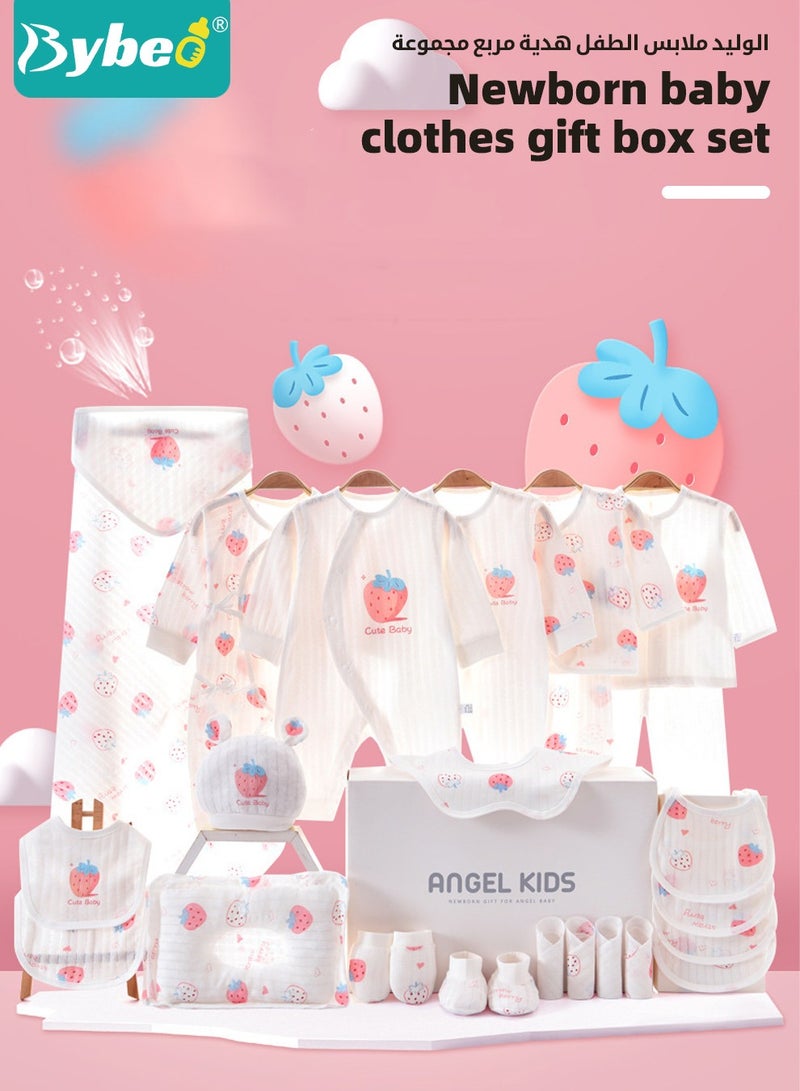24PCS Newborn Baby Gift Set, Newborn Layette Gift Set for Boys and Girls, Babies Essential Clothes Accessories with Baby Blanket, 100% Premium Cotton,  for Spring Summer Autumn Winter Four Seasons