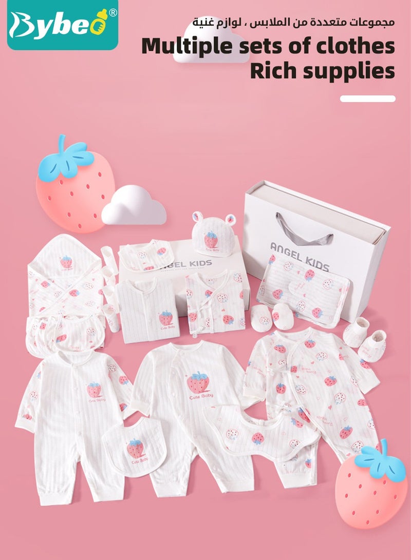 24PCS Newborn Baby Gift Set, Newborn Layette Gift Set for Boys and Girls, Babies Essential Clothes Accessories with Baby Blanket, 100% Premium Cotton,  for Spring Summer Autumn Winter Four Seasons