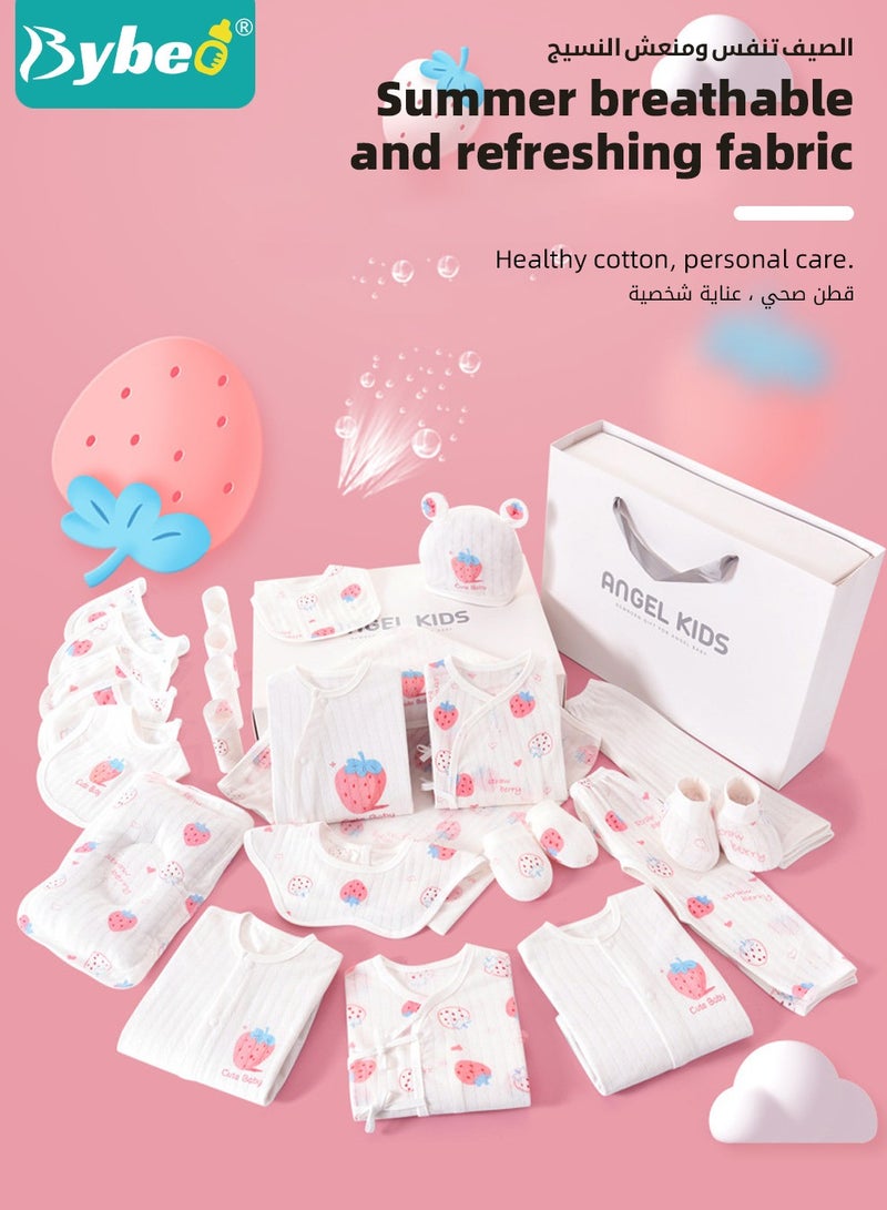24PCS Newborn Baby Gift Set, Newborn Layette Gift Set for Boys and Girls, Babies Essential Clothes Accessories with Baby Blanket, 100% Premium Cotton,  for Spring Summer Autumn Winter Four Seasons