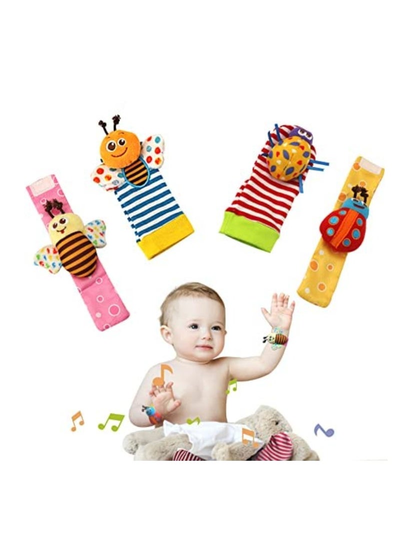 Wrist Rattle Foot Finder Socks 4 Pcs Baby Rattle Toys