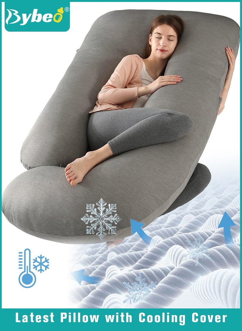 Pregnancy Pillow with Cooling Cover, Maternity Pillows for Sleeping, U-Shaped Body Support for Back, Hips, Legs, Belly,a Must Have for Pregnant Women
