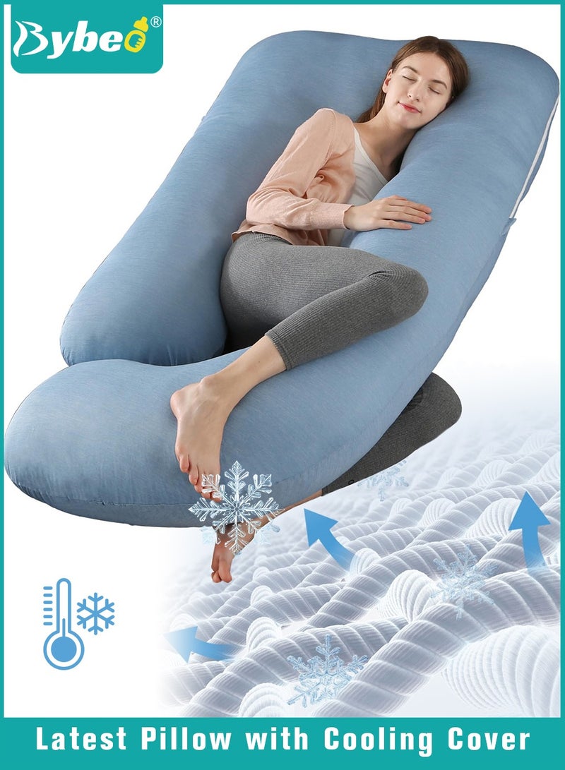 Pregnancy Pillow with Cooling Cover, Maternity Pillows for Sleeping, U-Shaped Body Support for Back, Hips, Legs, Belly,a Must Have for Pregnant Women