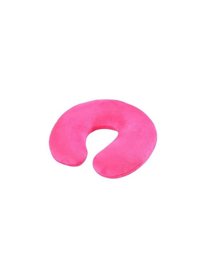 U-Shaped Solid Color Neck Pillow Acrylic Pink 30x28centimeter