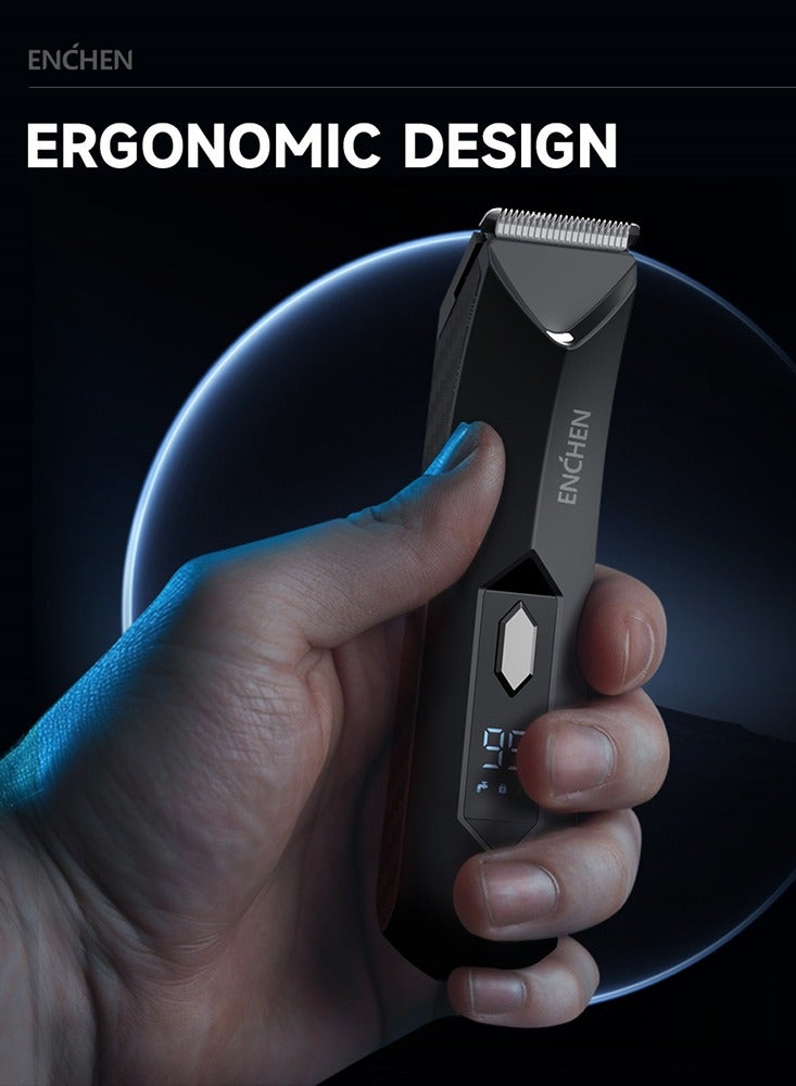 Body Hair Trimmer for Men Pubic Hair Trimmer - Wet/Dry Ball Trimmer with Ceramic Blade, Rechargeable Body Groomer for Men with Standing Recharge Dock, Cordless Groin Hair Trimmer for Men