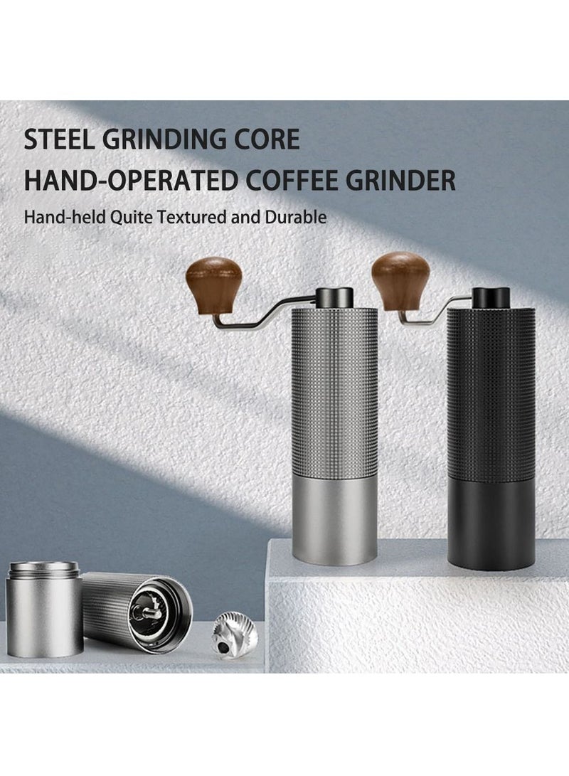 Manual Coffee Grinder, Stainless Steel Conical Burr Mill, Finer to Coarser Adjustable Setting, Portable for Office, Home Outdoor