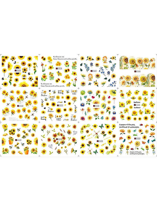 Water Transform Nail Sticker Sunflower Daizy Nail Stickers Nail Decals Nail Art Decoration Manicure Set for Salon Home Use
