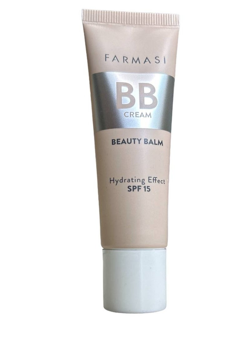 FARMASI Makeup BB Cream Beauty Balm, Full Coverage Foundation, Hydrating, Concealing, Sun Protection Formula,Moisturizer BB Face Cream with Spf 15 for All Skin Type,1 Fl oz (01 LIGHT, 30 ml)