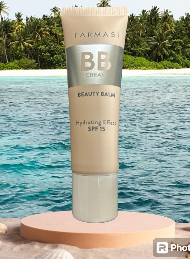 FARMASI Makeup BB Cream Beauty Balm, Full Coverage Foundation, Hydrating, Concealing, Sun Protection Formula,Moisturizer BB Face Cream with Spf 15 for All Skin Type,1 Fl oz (01 LIGHT, 30 ml)