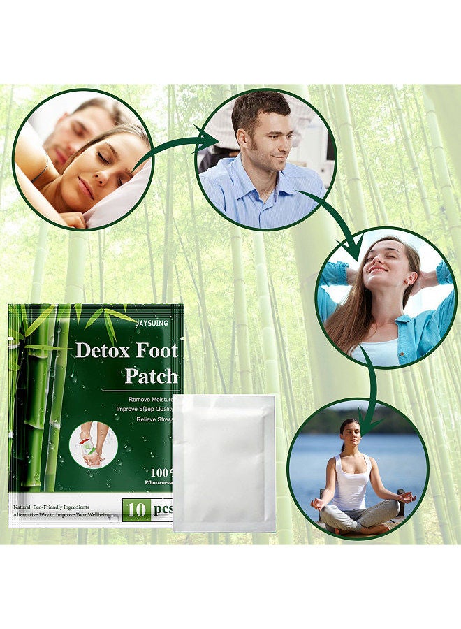 JAYSUING 10Pcs Detox Foot Patches Remove Moisture Improve Sleep Quality Relieve Stress Purify Body Remove Toxins