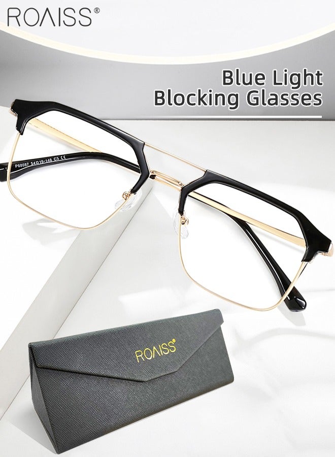 Blue Light Blocking Glasses Blue Light Filter Computer Reading Gaming TV Phones Browline Frame Eyeglasses Fashion Anti Eyestrain Headache Eyewear for Women Men Black Gold