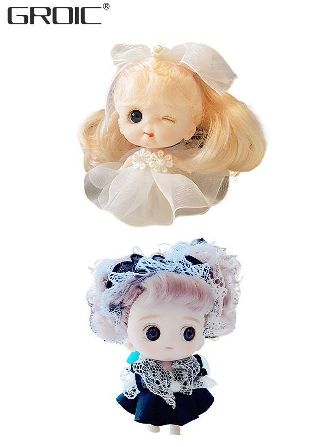 2 Pcs 3.93 Inch Little Dolls BJD Doll 7 Ball Jointed Doll DIY Toys with Clothes Outfit Shoes Hair Makeup, Little Dolls Set with Mini Lolita Princess Dolls for Girls Compatible with Doll Houses