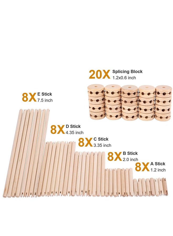 60 Pieces Wooden Building Block Toys for Kids, Montessori STEM Toy for Kids, Natural Wood Splicing Joints and Sticks Educational Sensory Tinker Creative 3D Playset Stacking Game