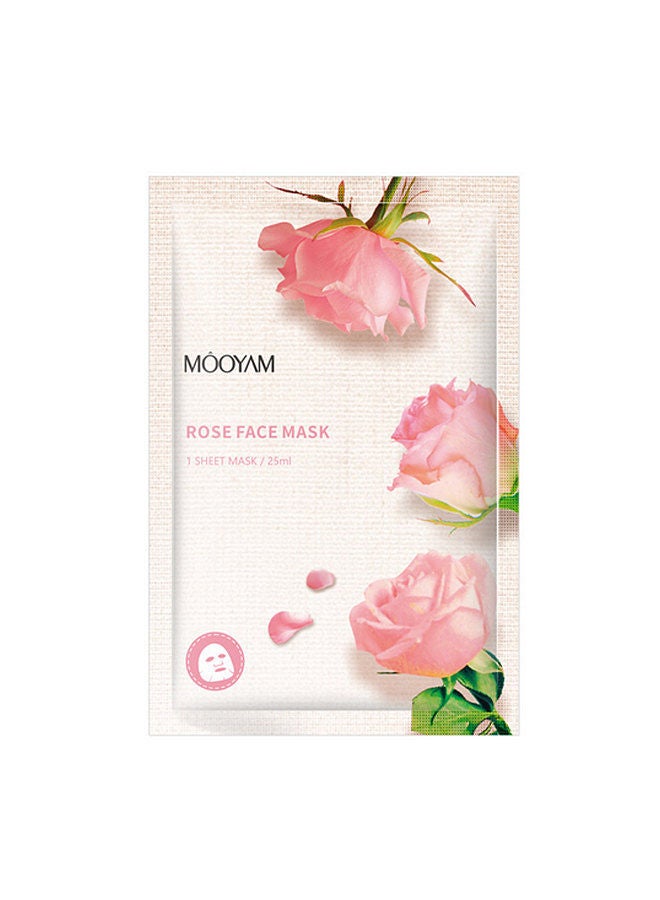 MOOYAM Rose Facial Mask Sheet Moisturizing Hydrating Face Mask Soothing Firming Facial Mask, 1pcs