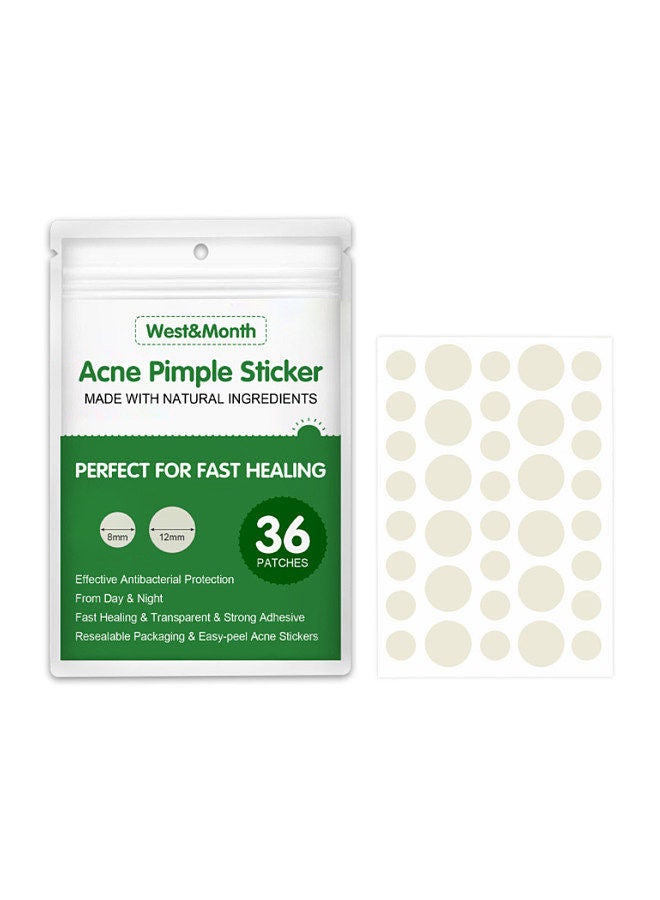 West&Month Transparent Invisible Acne Remover Pimple Absorbing Cover Blemish Spot Skin Care Facial Stickers 2 Sizes (36 Count)