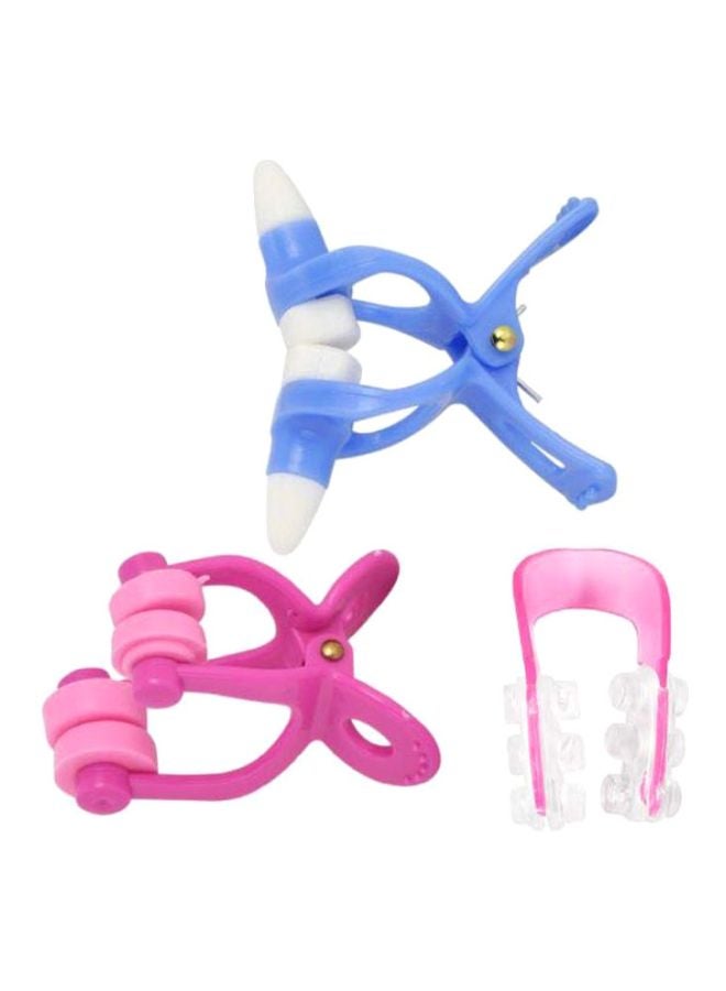 3-Piece Magic Nose Massage And Correction Tool Set Pink/Blue/White 8x7x4cm
