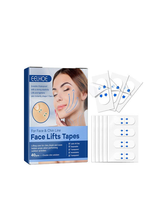 EELHOE 40PCS V Face Invisible Tape Face Lifting Firming Adhevise Tape Skin-friendly Soft Elastic Waterproof Lasting Lifting Patch