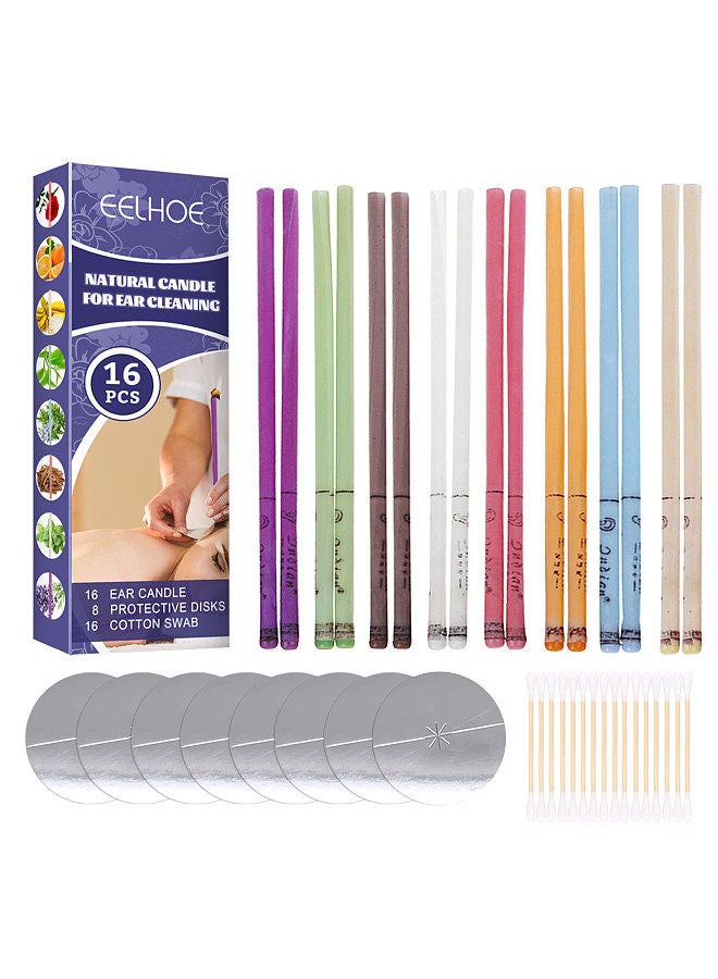 EELHOE 16pcs Fragrance Ear Candles Healthy Care Natural Ingredients Ear Wax Removal Cleaner Ear Coning Treatment