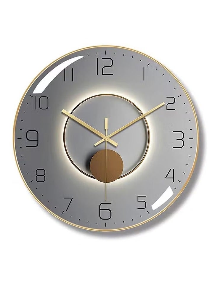 Wall Clock,3D Curved Glass Large Wall Clock,12-inch Silent Non-Ticking Round Classroom Clock, Battery Operated Easy to Read Decorative Wall Clocks,Stylish Kitchen Wall Clock(Grey)