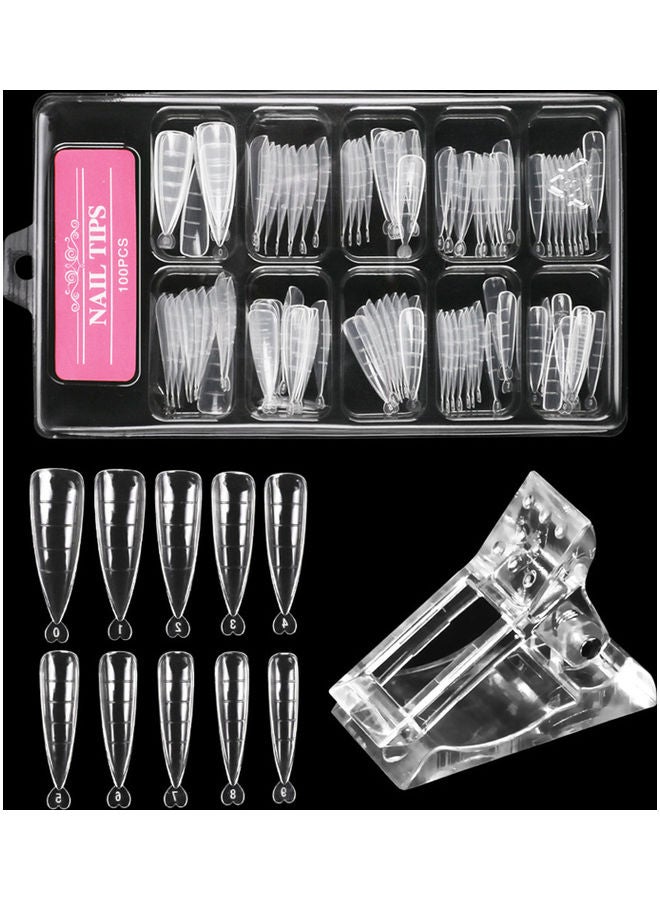 100-Piece False Tips With Scale And Nail Clip Clear