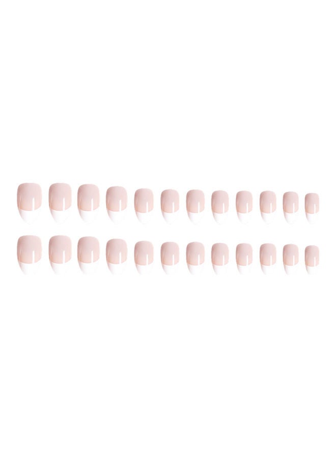 Pack Of 24 Natural False Nails Pink/White
