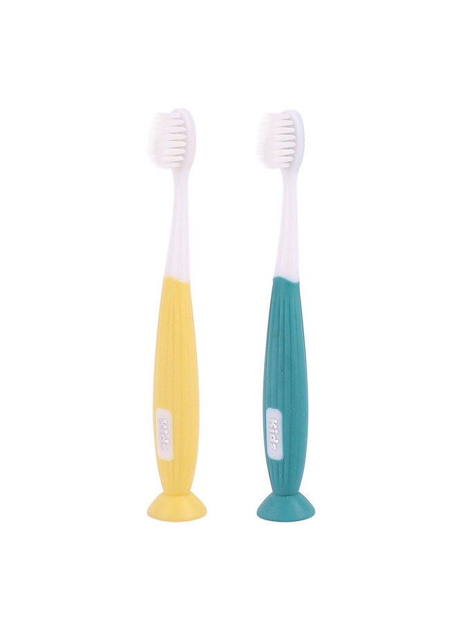 2PCS Kids Toothbrush Soft Bristles Manual Toothbrushes BPA Free with Suction Cup for Boys Girls Age 6-12 Oral Care